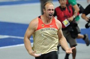 Robert Harting after winning gold at the 2012 London Olympics.